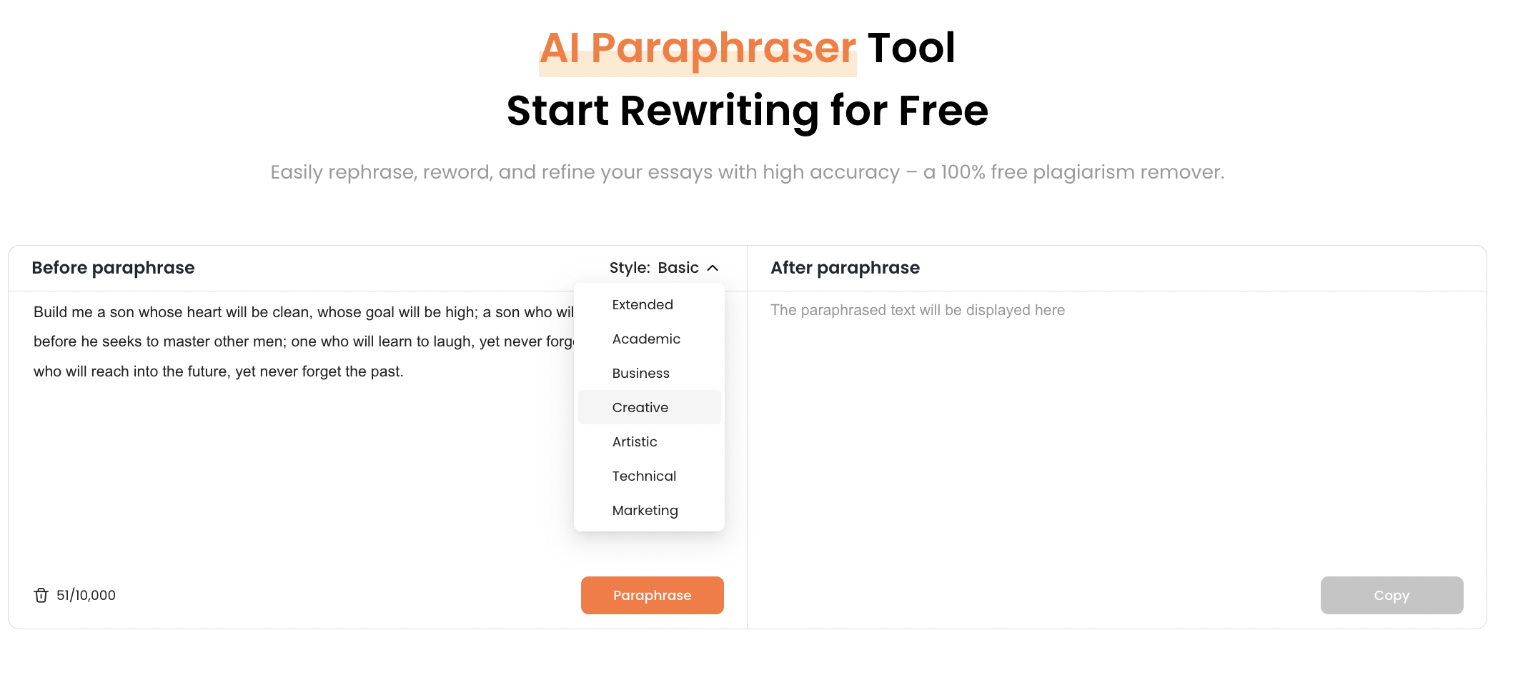 Oreate AI Paraphraser 02