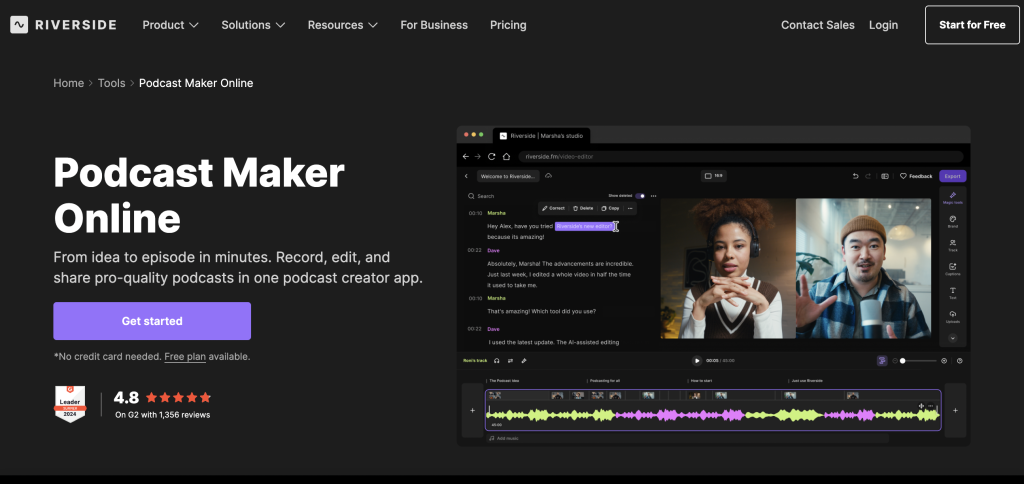 Riverside Ai podcast generator
