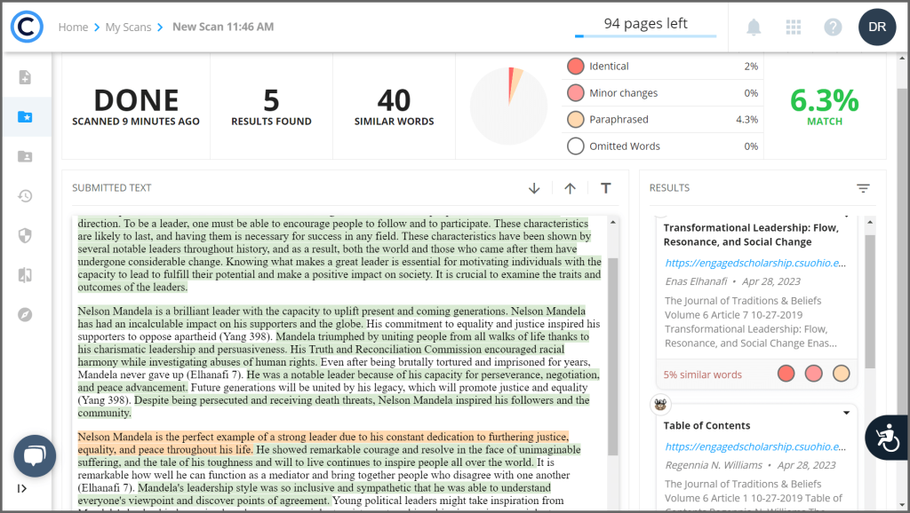 ai writing detector originality ai:Originality AI showing detection score