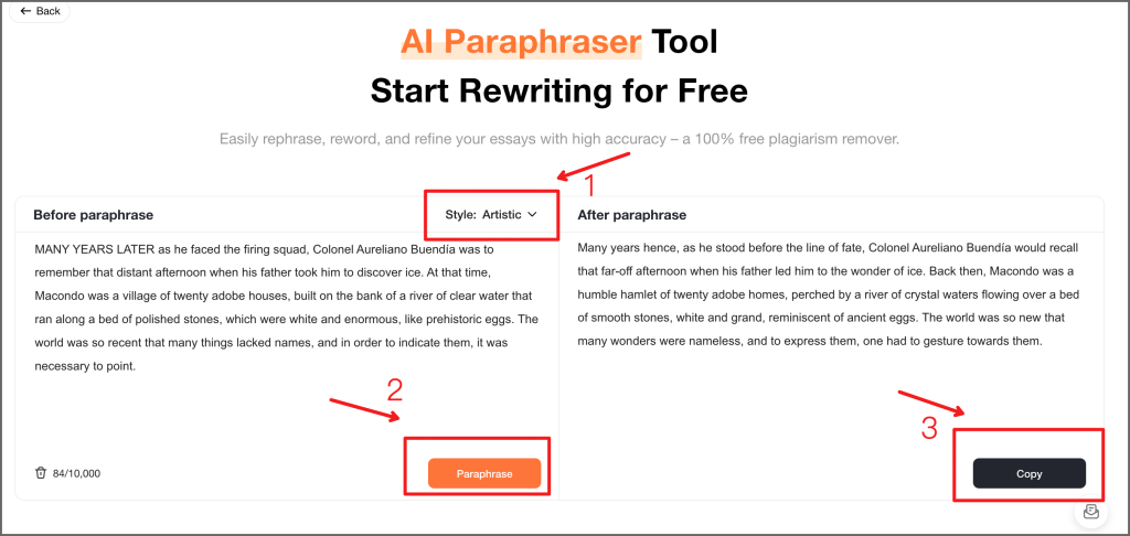 Try Oreate AI for intelligent, context-aware paraphrasing: Step Two-Four