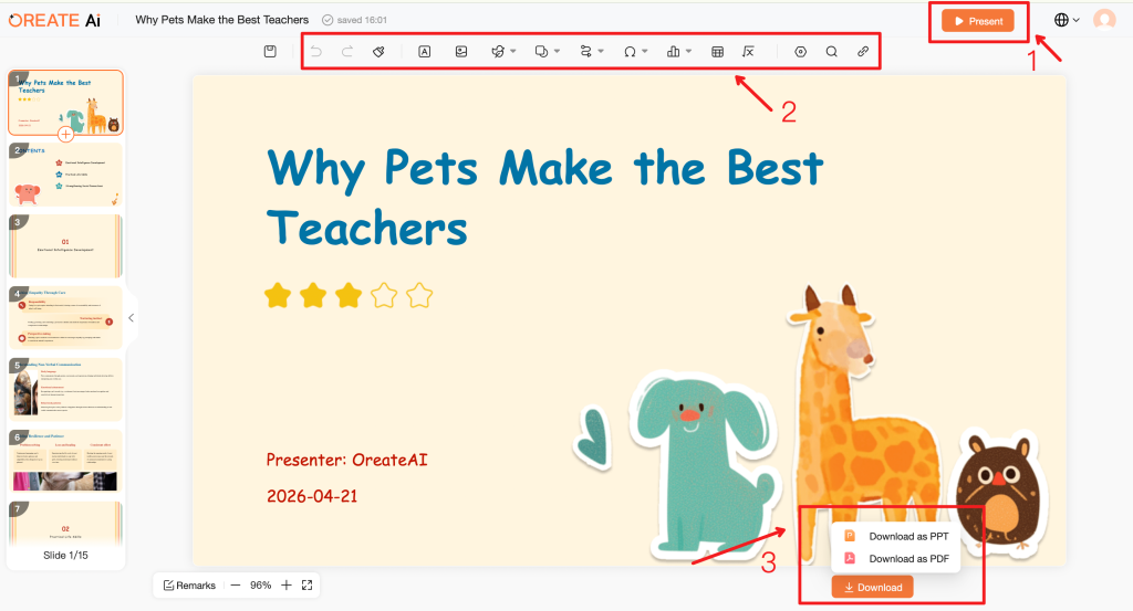 Using Oreate AI to create your PPT: Step Four and Step Five