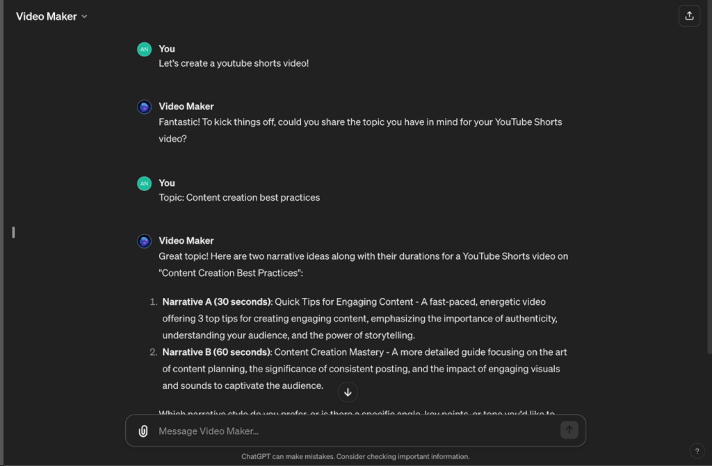 Can ChatGPT create videos Step 4