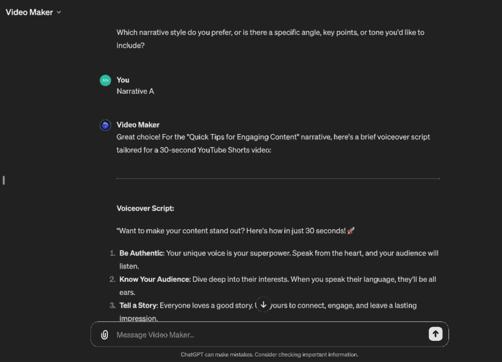 Can ChatGPT create videos Step 5