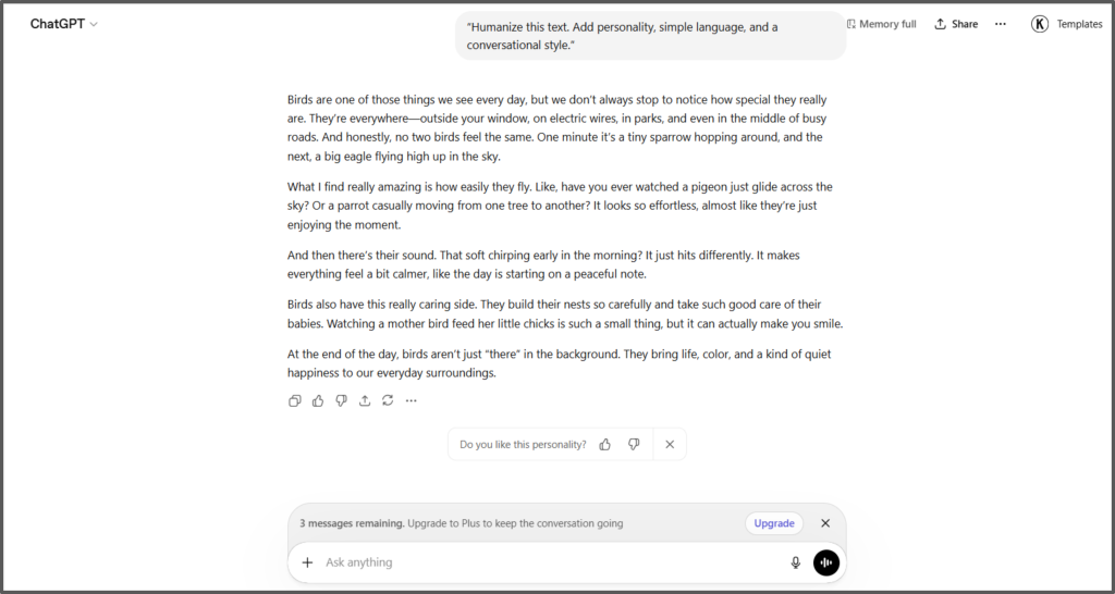 Prompt Four to Make GPT Sound More Human