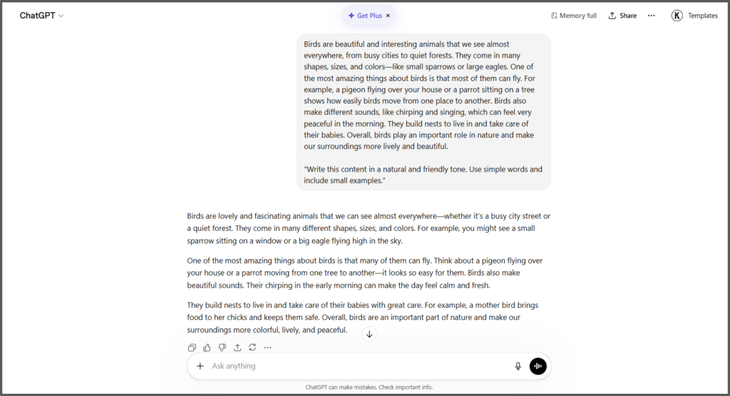 Prompt One to Make GPT Sound More Human